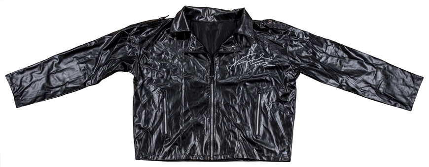 Henry Winkler Autographed and "Fonz" Inscribed Black Faux Leather Biker Jacket (Schwartz)